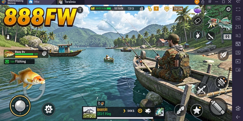 Screenshot gameplay <strong>888FW</strong> dengan aksi memancing yang seru.