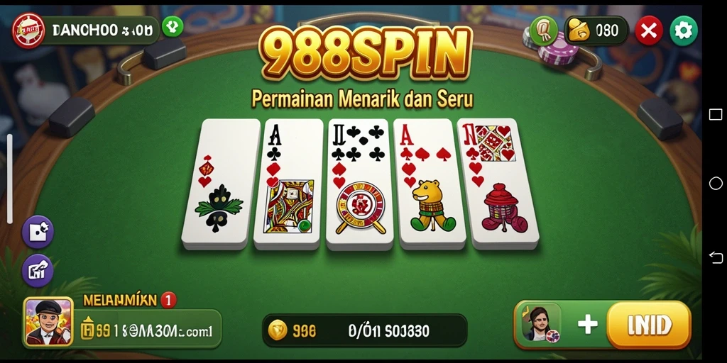Screenshot utama 988SPIN menampilkan gameplay Domino yang seru.
