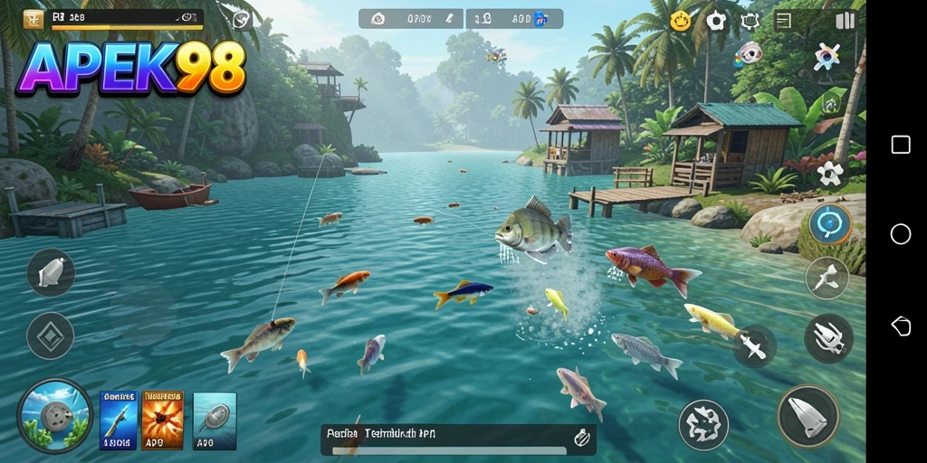 Tangkapan ikan besar dalam permainan APEK88 yang menampilkan gameplay Fishing.
