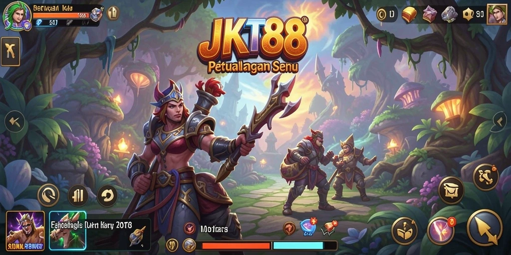 Screenshot utama JKT88 menampilkan aksi seru dalam petualangan.