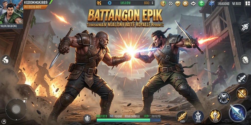 Tampilan gameplay mendebarkan di KODOKHOKI889 dengan aksi Battle Royale.
