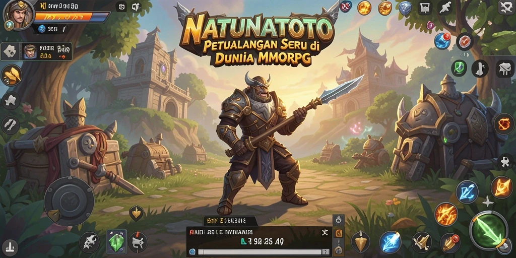 Screenshot dari gameplay NATUNATOTO yang menampilkan aksi pertempuran epik.