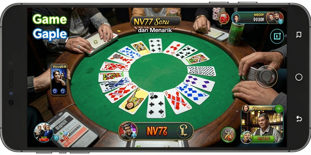 Screenshot gameplay Gaple menampilkan pemain bersaing dengan antusias.
