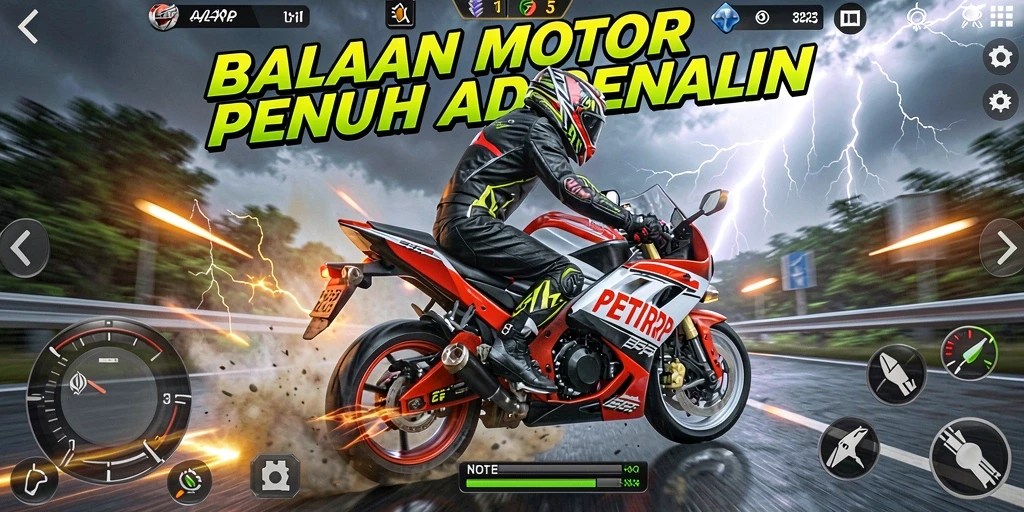 Gameplay seru dan balapan motor yang mendebarkan.