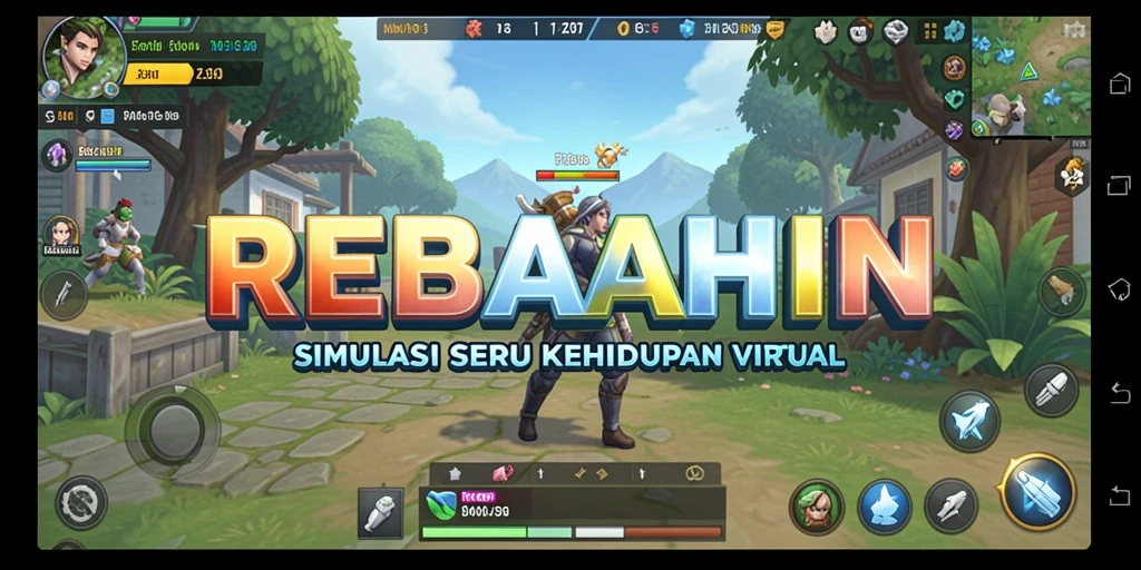 Tampilan gameplay <strong>REBAHIN</strong> dengan interaksi karakter yang seru.