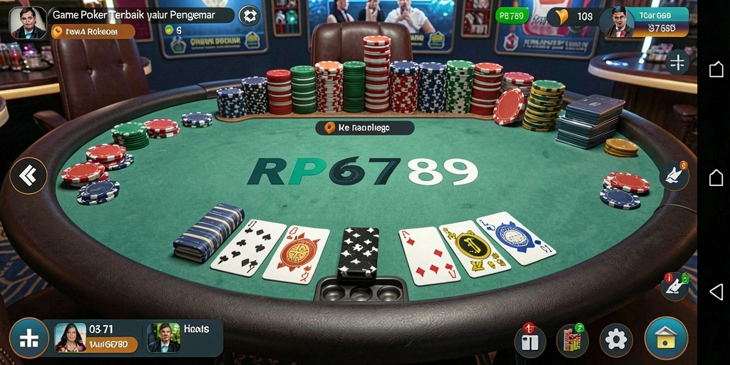 Screenshot gameplay RP6789 menunjukkan aksi seru di meja poker.