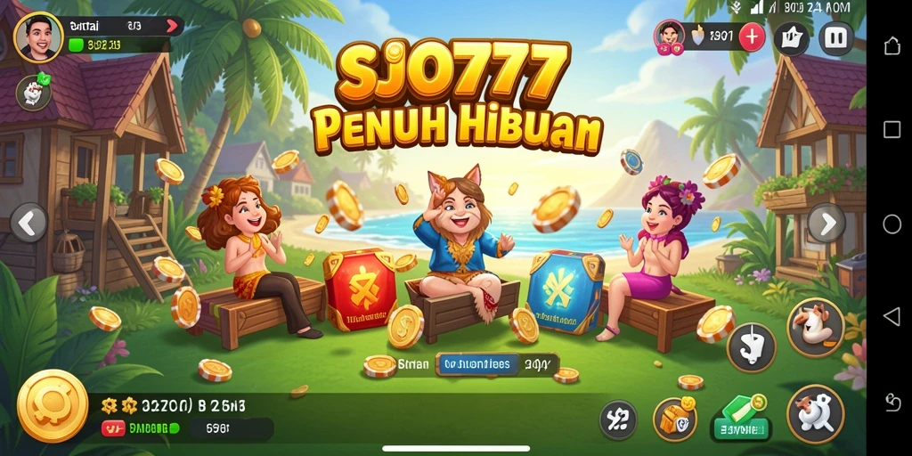 Tampilan gameplay menarik SJO777 dengan karakter yang berwarna-warni.
