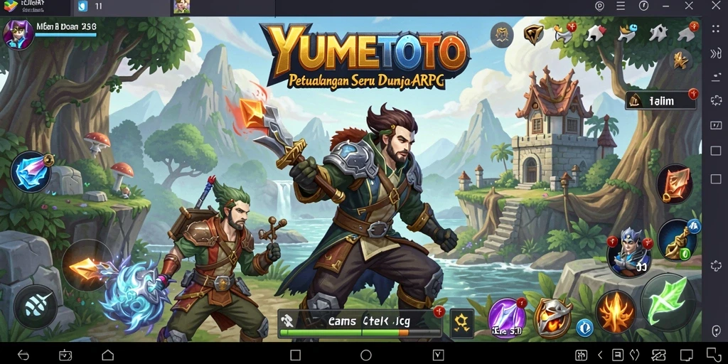 Tampilan gameplay seru di YUMETOTO dengan pertarungan ARPG.